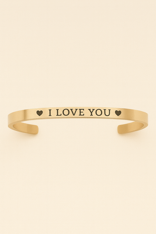 I Love You Stainless Steel Cuff Bracelet